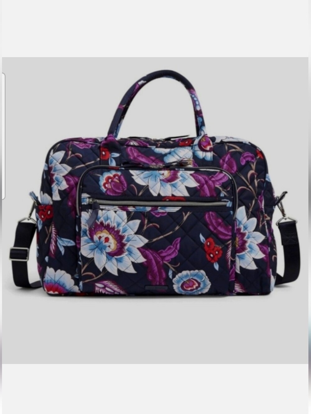 Ver Bradley Weekender Travel Bag Mayfair In Bloom Black Blue Red Purple